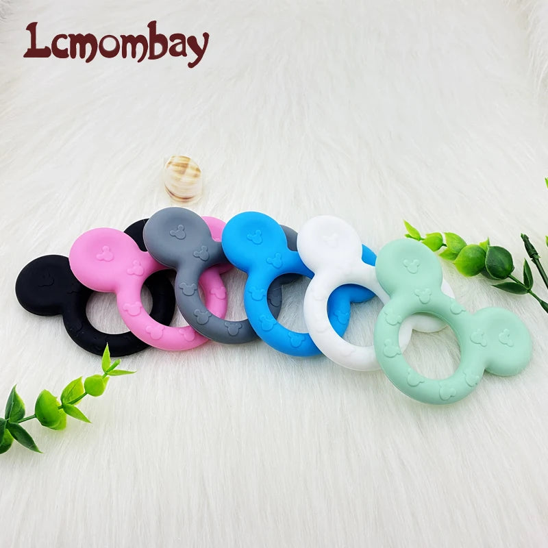 Lcmombay Cartoon Mouse Shape silicone Teether Animal Baby Pacifer Clips DIY Baby Teething Necklace Toy Food Grade Silicone beads