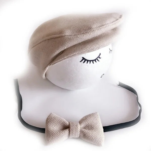 Crochet Baby Toddler Hat And Tie Handmade Newborn Photography Props Baby Cap Beanie Infant  Bow Tie Set Baby Photo Shoot Outfits