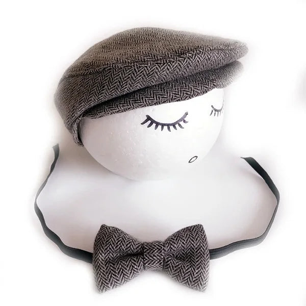 Crochet Baby Toddler Hat And Tie Handmade Newborn Photography Props Baby Cap Beanie Infant  Bow Tie Set Baby Photo Shoot Outfits