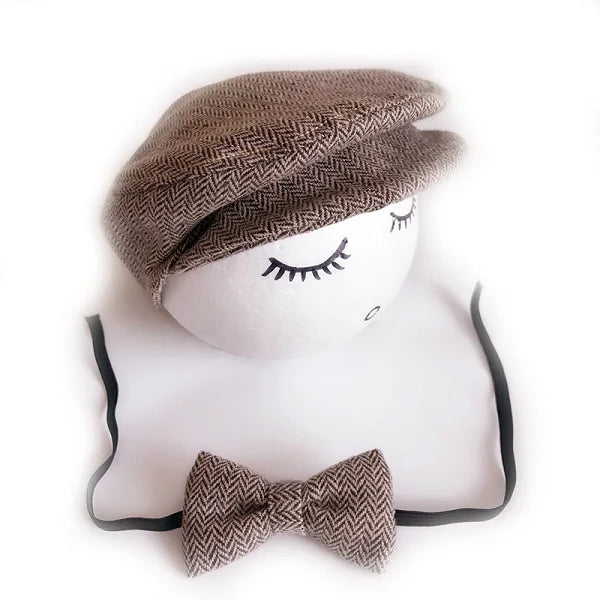 Crochet Baby Toddler Hat And Tie Handmade Newborn Photography Props Baby Cap Beanie Infant  Bow Tie Set Baby Photo Shoot Outfits