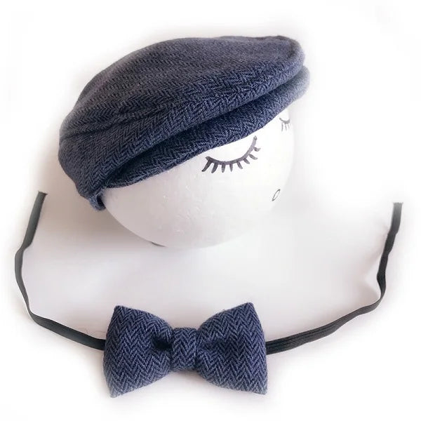 Crochet Baby Toddler Hat And Tie Handmade Newborn Photography Props Baby Cap Beanie Infant  Bow Tie Set Baby Photo Shoot Outfits