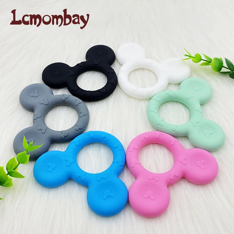 Lcmombay Cartoon Mouse Shape silicone Teether Animal Baby Pacifer Clips DIY Baby Teething Necklace Toy Food Grade Silicone beads