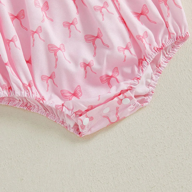 Summer Newborn Baby Rompers Infant Bow Print Letter Embroidery Sweet Girls Sleeveless Jumpsuits Baby Fashion Clothes 0-18M