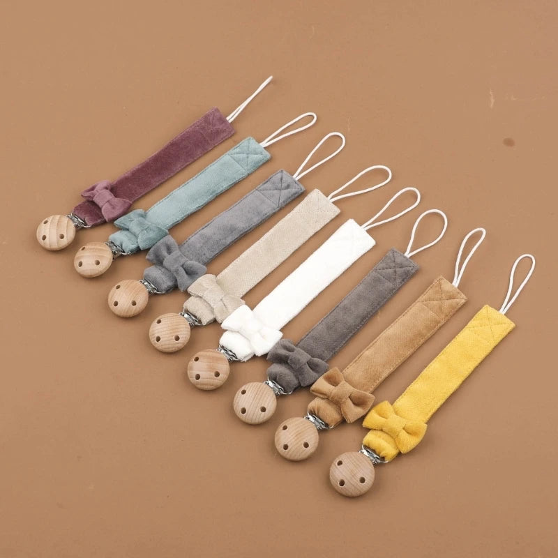 Baby Bowknot Pacifier Clip Chain Nipple Holder Leash Infant Shower Gift