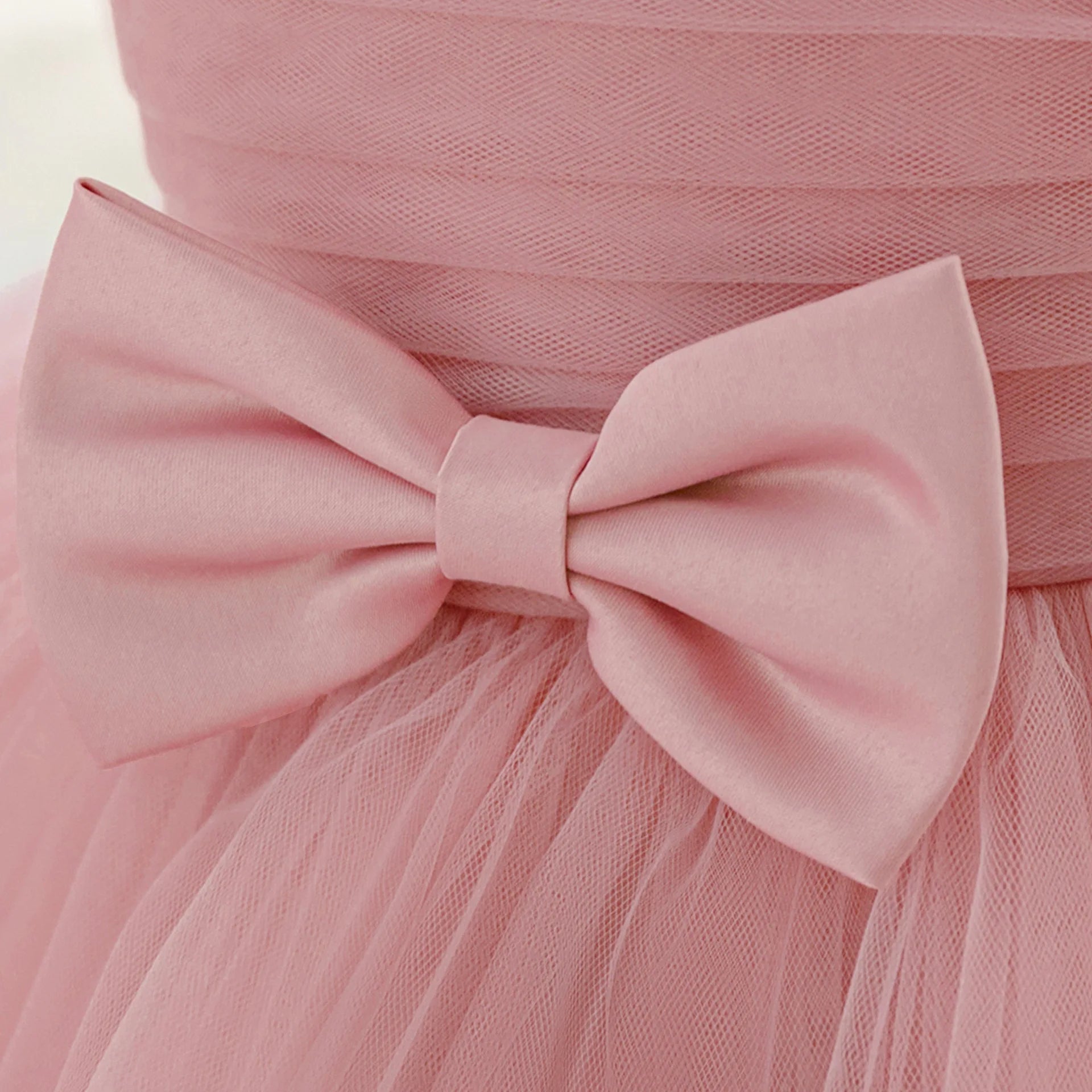 Baby Girl Elegant Layered Bow Princess Dress For Infant Toddler Ceremony Birthday Party Communion Baptism Christening Gown