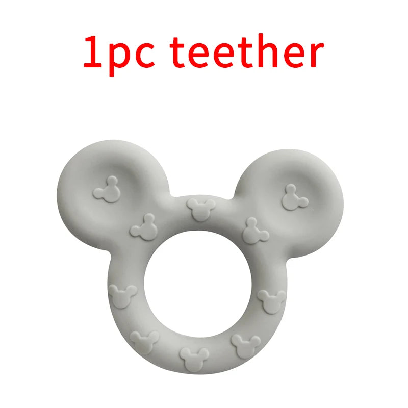 Lcmombay Cartoon Mouse Shape silicone Teether Animal Baby Pacifer Clips DIY Baby Teething Necklace Toy Food Grade Silicone beads