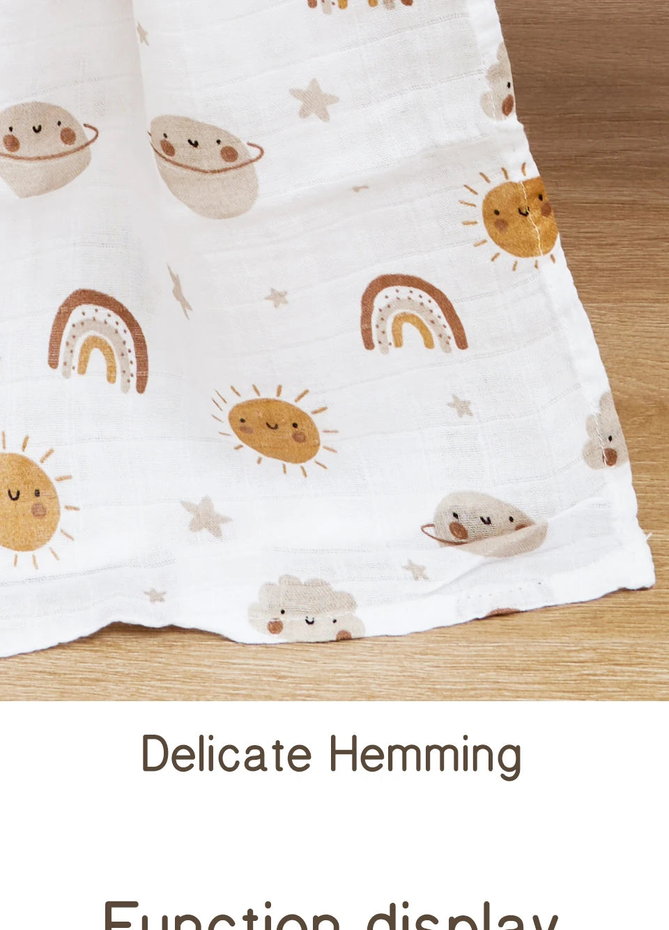 Elinfant 120x110cm Bamboo Cotton Baby Muslin Swaddle Blanket Cute Soft Print Baby Towel Wrap