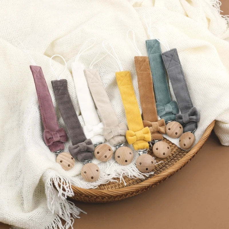 Baby Bowknot Pacifier Clip Chain Nipple Holder Leash Infant Shower Gift