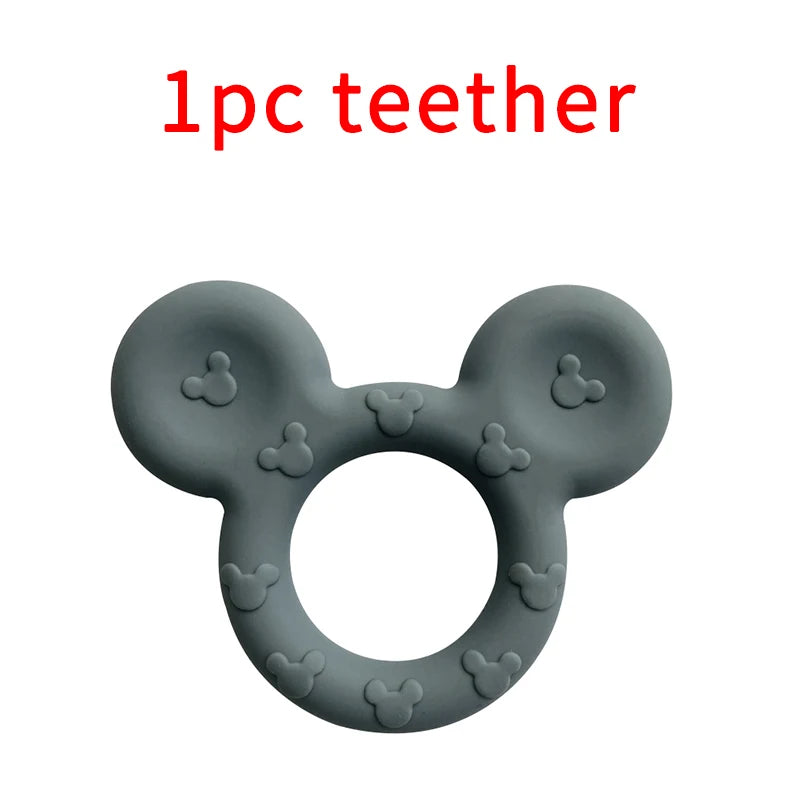 Lcmombay Cartoon Mouse Shape silicone Teether Animal Baby Pacifer Clips DIY Baby Teething Necklace Toy Food Grade Silicone beads