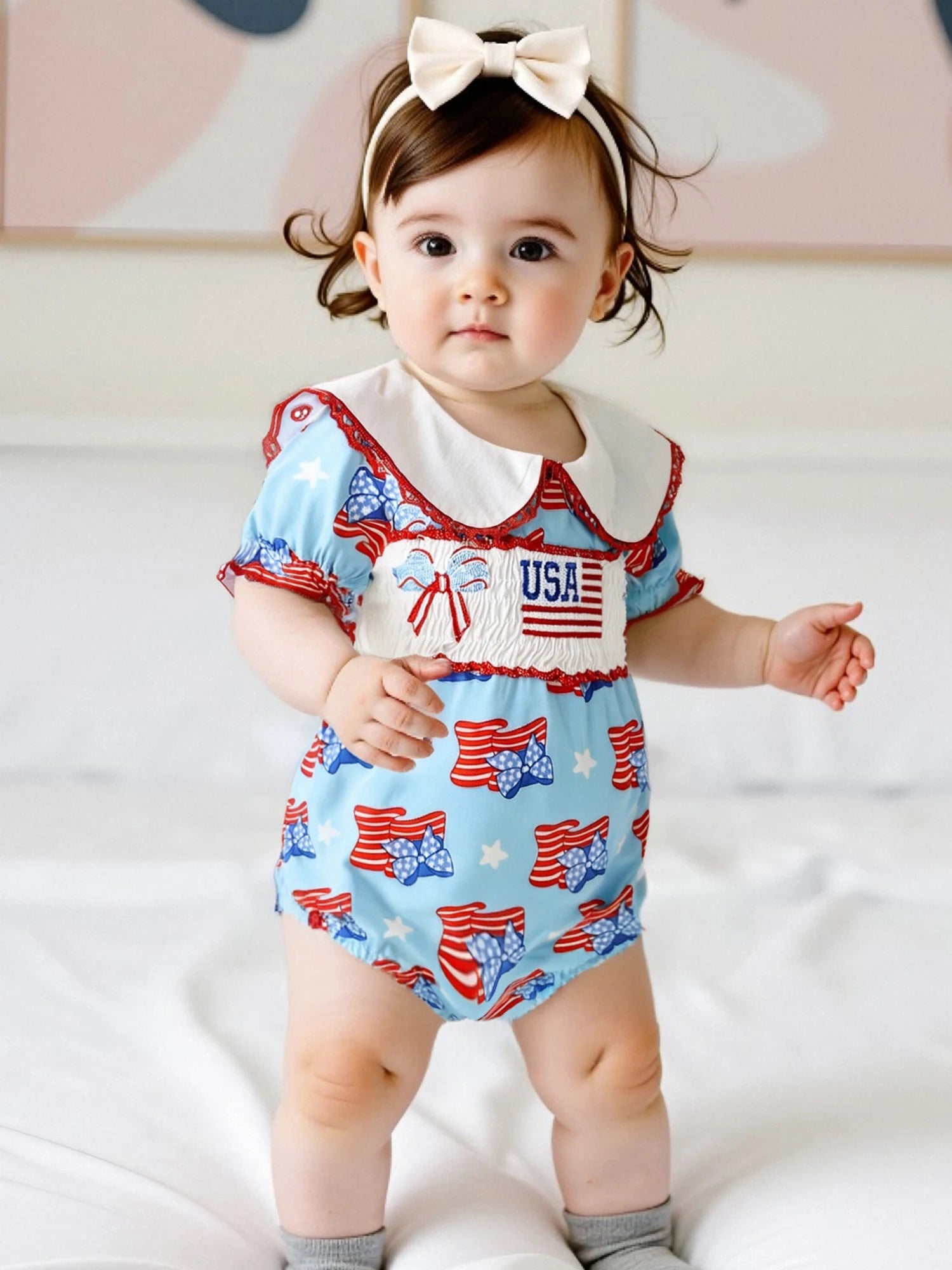 Adorable Infant Floral Print Jumpsuit Sweet Ruffle Sleeve  Outfit Toddler Summer Playsuit Newborn Romper