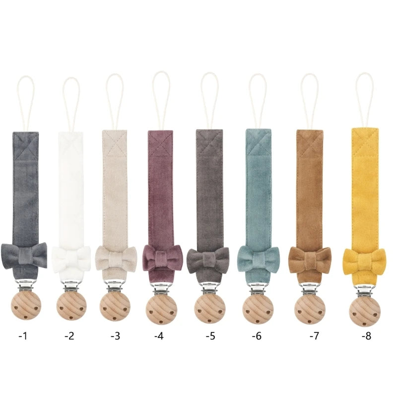 Baby Bowknot Pacifier Clip Chain Nipple Holder Leash Infant Shower Gift