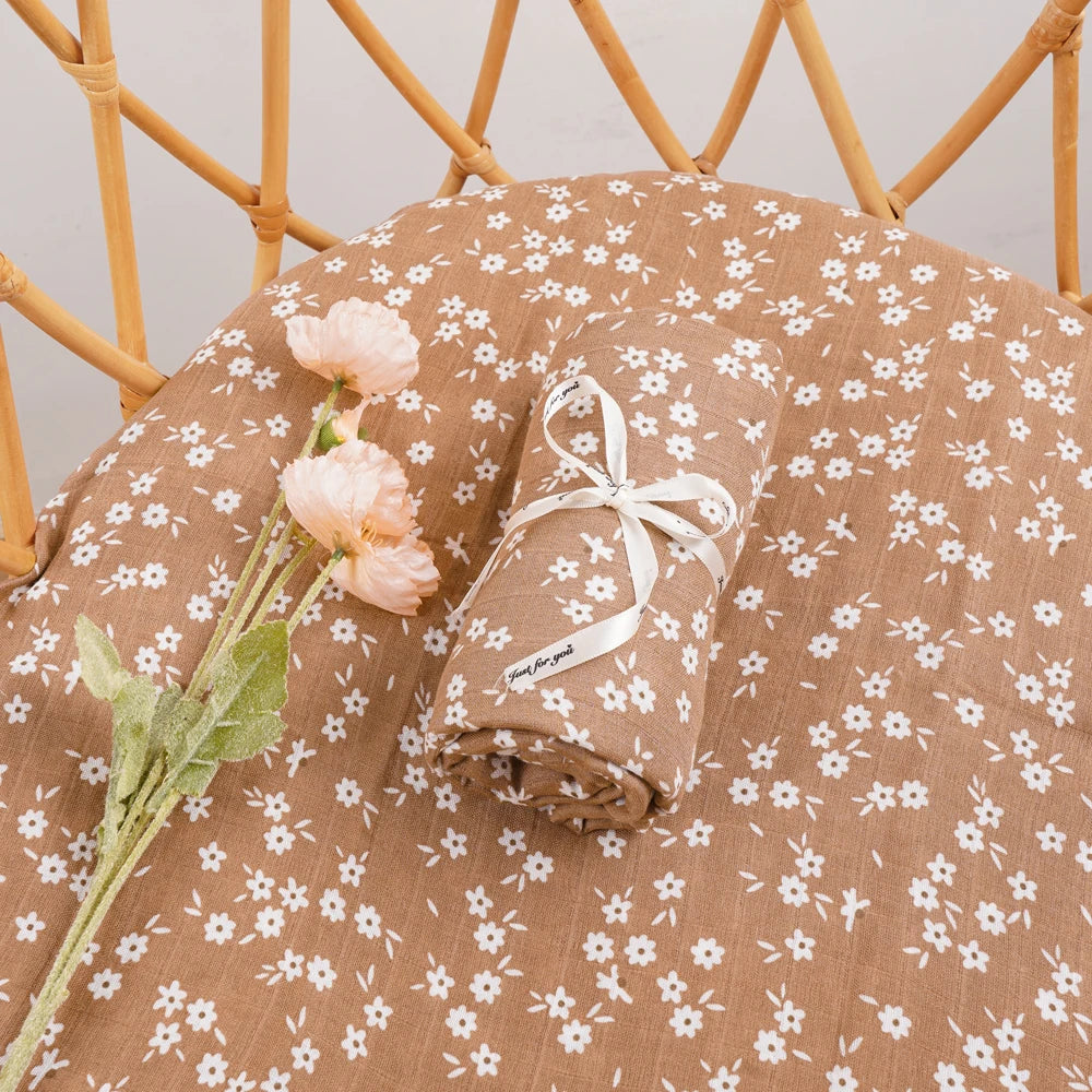 Elinfant 120x110cm Bamboo Cotton Baby Muslin Swaddle Blanket Cute Soft Print Baby Towel Wrap
