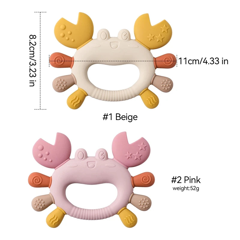 Silicone Baby Teether Baby Toys 0 to 6 Months BPA Free chewing Teething Toys Crab Wooden Ring Teether Reborn silicone Baby toys