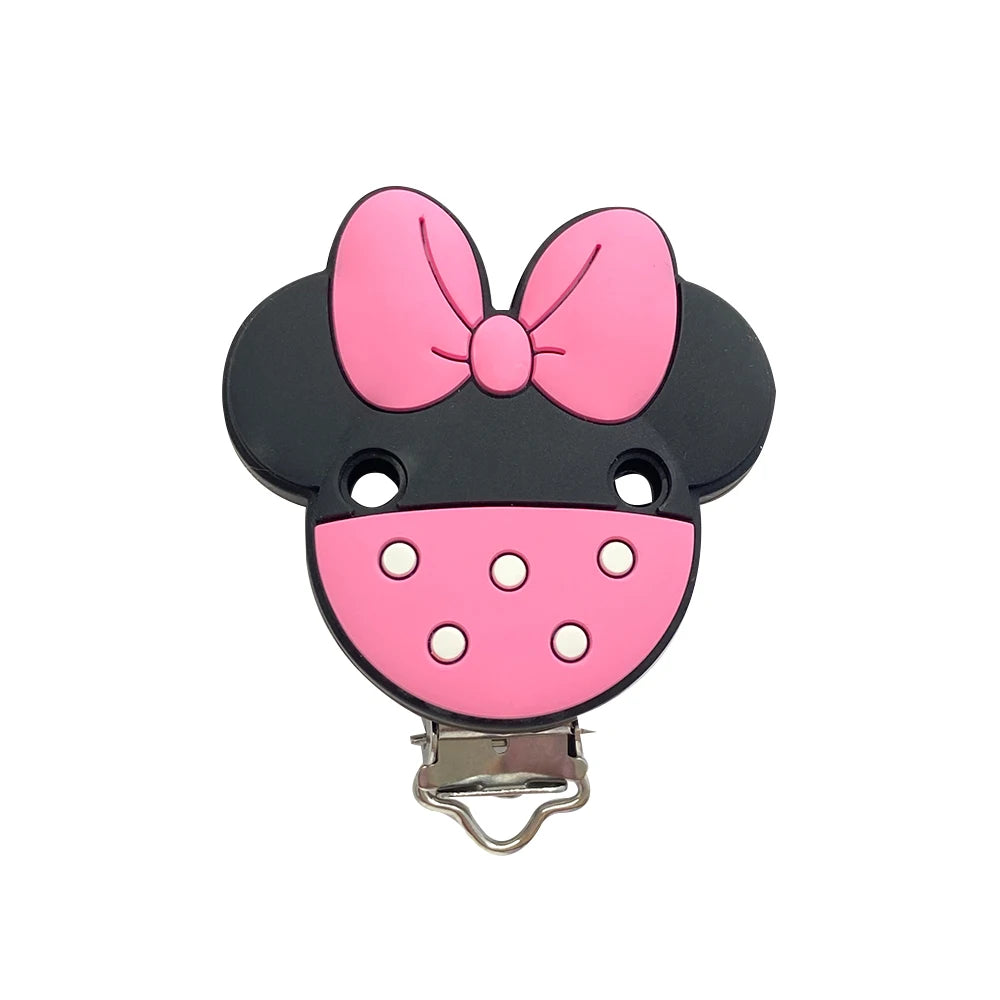 3pcs Silicone Minnie Baby Pacifer Clip Food Grade Teethers For Baby DIY Baby Soother Nursing Pacifier Chain Accessories