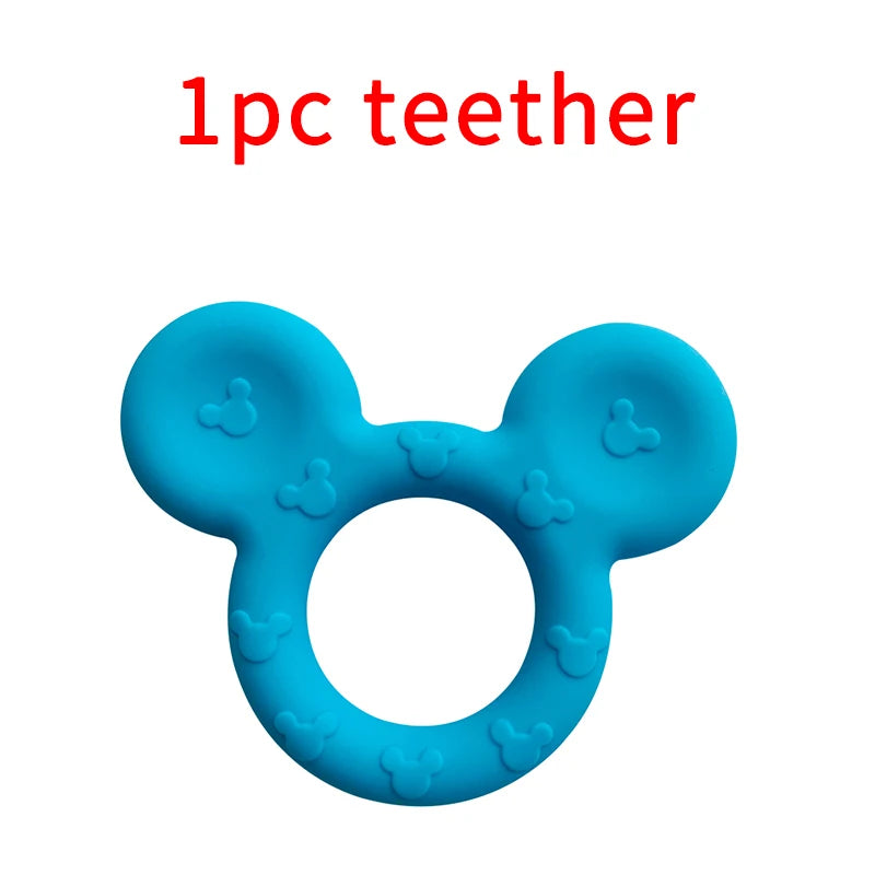 Lcmombay Cartoon Mouse Shape silicone Teether Animal Baby Pacifer Clips DIY Baby Teething Necklace Toy Food Grade Silicone beads