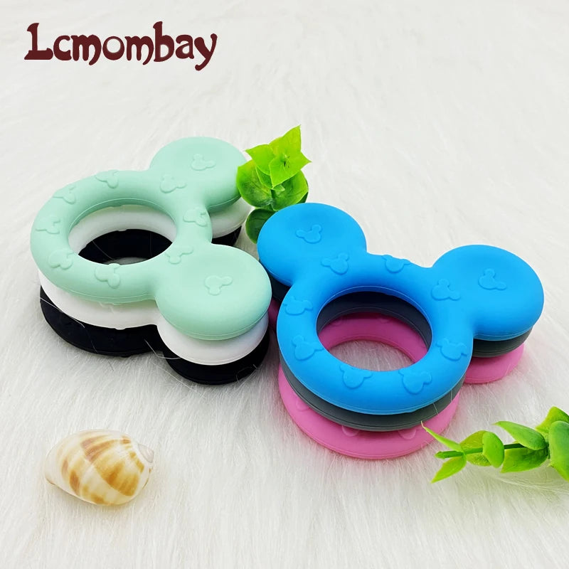 Lcmombay Cartoon Mouse Shape silicone Teether Animal Baby Pacifer Clips DIY Baby Teething Necklace Toy Food Grade Silicone beads