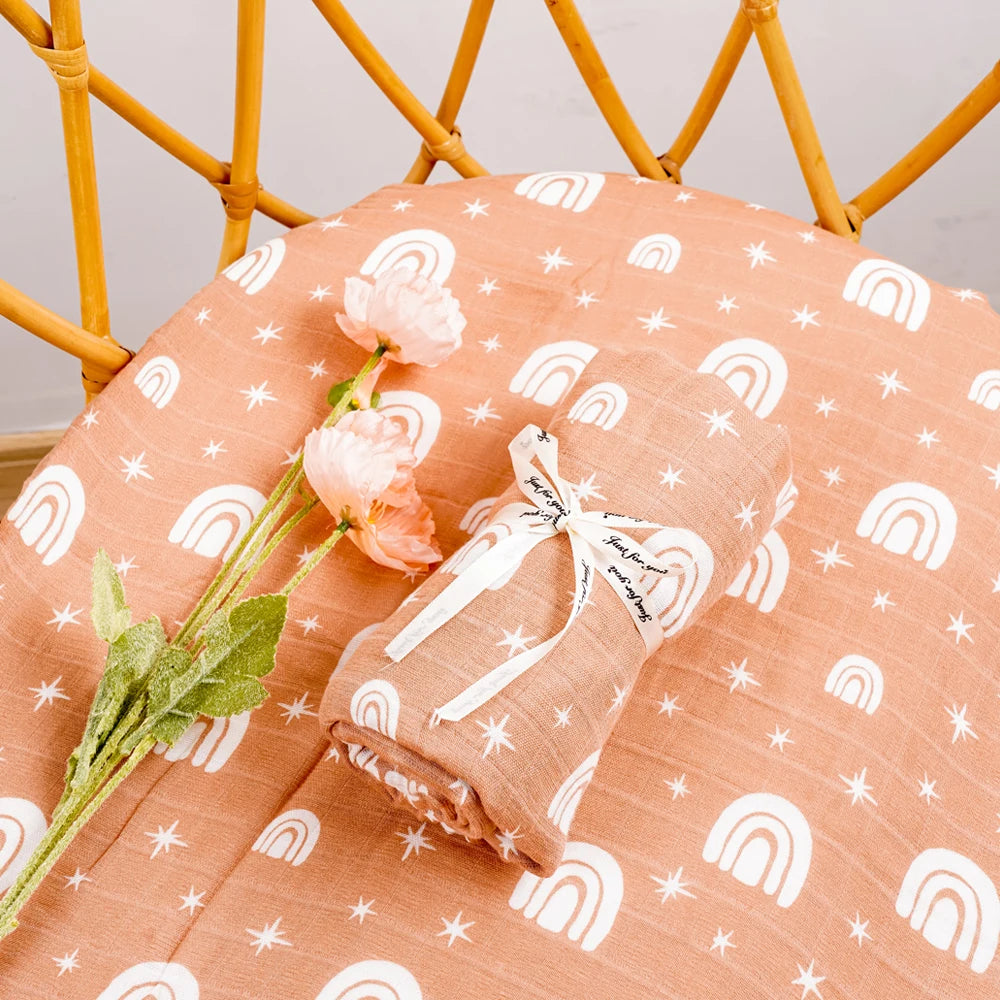 Elinfant 120x110cm Bamboo Cotton Baby Muslin Swaddle Blanket Cute Soft Print Baby Towel Wrap