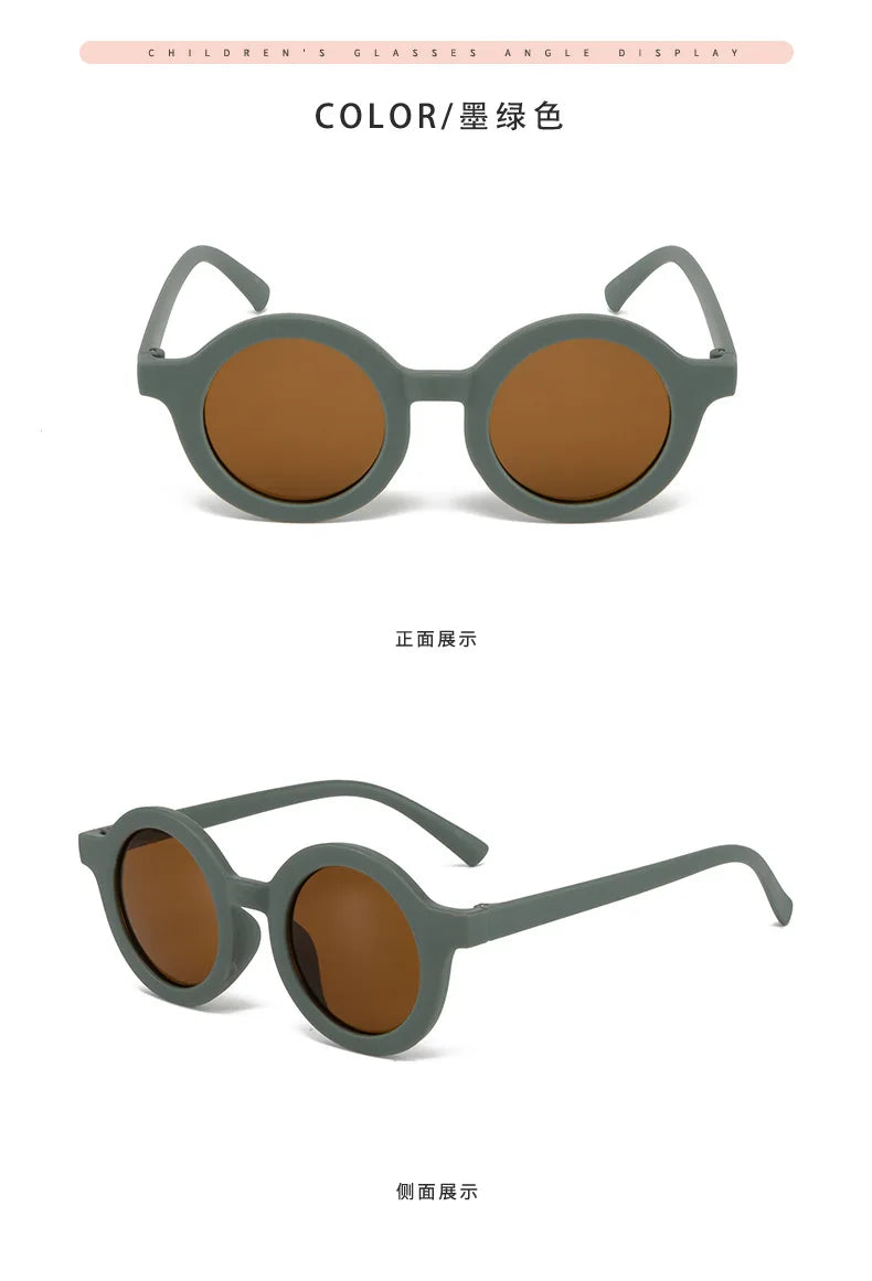 Children's sunglasses, inset style  round frame, 1-7 year old baby sunglasses, sun shading, sun protection