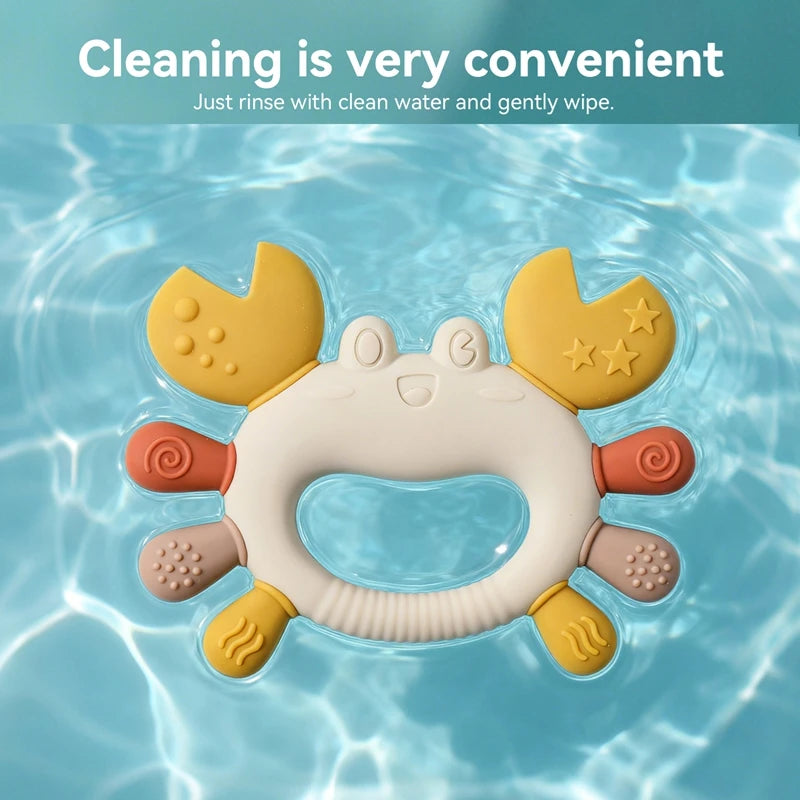 Silicone Baby Teether Baby Toys 0 to 6 Months BPA Free chewing Teething Toys Crab Wooden Ring Teether Reborn silicone Baby toys