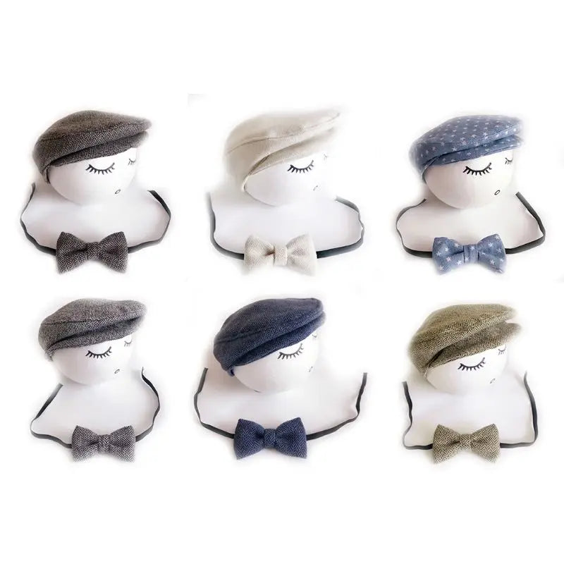 Crochet Baby Toddler Hat And Tie Handmade Newborn Photography Props Baby Cap Beanie Infant  Bow Tie Set Baby Photo Shoot Outfits