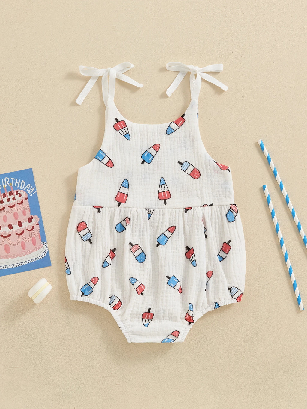 Adorable Baby Girl 4th of July Romper with Watermelon Print and Ruffle Sleeves for Infant Toddler Summer Outfit Cute Clothes