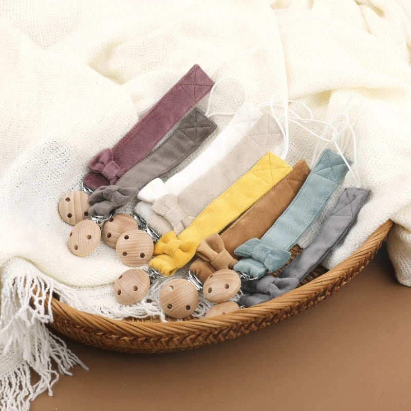 Baby Bowknot Pacifier Clip Chain Nipple Holder Leash Infant Shower Gift