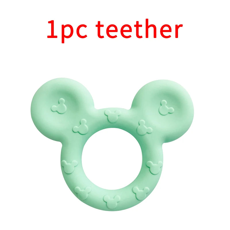 Lcmombay Cartoon Mouse Shape silicone Teether Animal Baby Pacifer Clips DIY Baby Teething Necklace Toy Food Grade Silicone beads