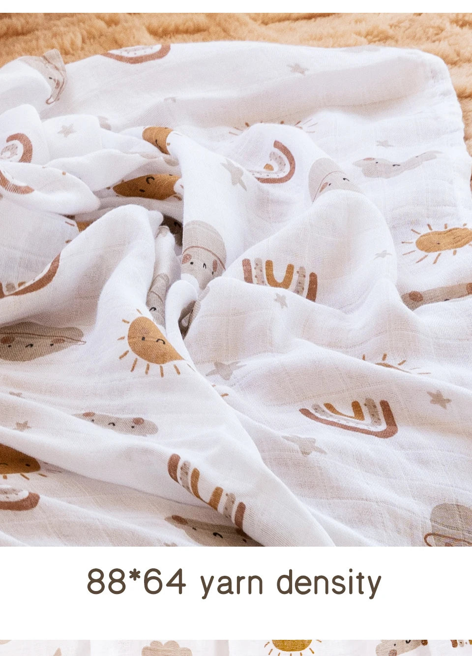 Elinfant 120x110cm Bamboo Cotton Baby Muslin Swaddle Blanket Cute Soft Print Baby Towel Wrap