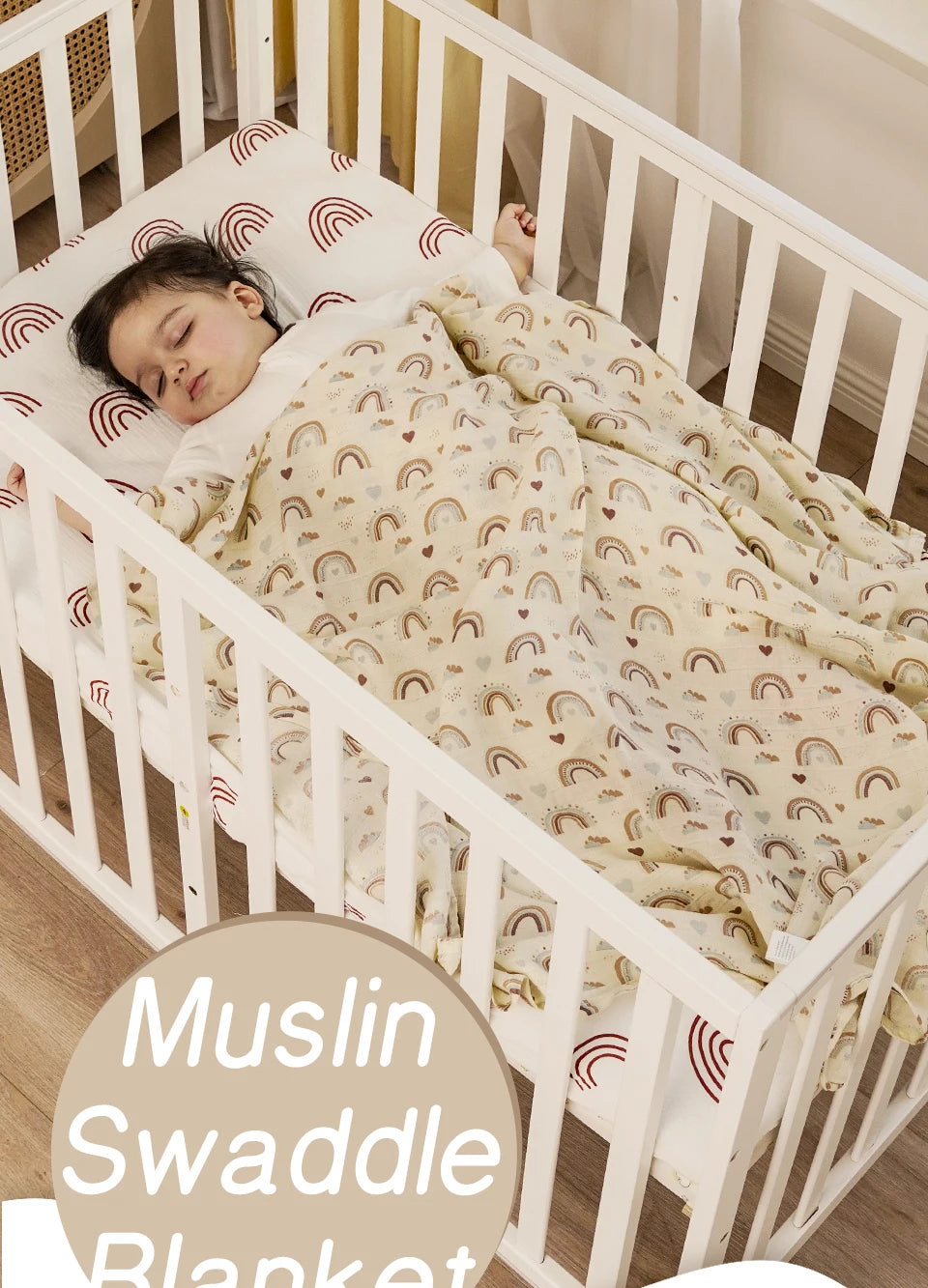 Elinfant 120x110cm Bamboo Cotton Baby Muslin Swaddle Blanket Cute Soft Print Baby Towel Wrap