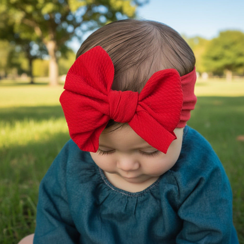 New Baby Accessories Infant Baby Girl Cute Bow Headband Newborn Solid Headwear Headdress Nylon Elastic Hair Band Gifts Props