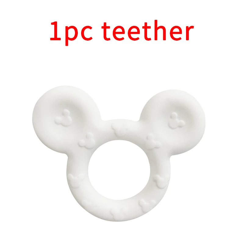 Lcmombay Cartoon Mouse Shape silicone Teether Animal Baby Pacifer Clips DIY Baby Teething Necklace Toy Food Grade Silicone beads