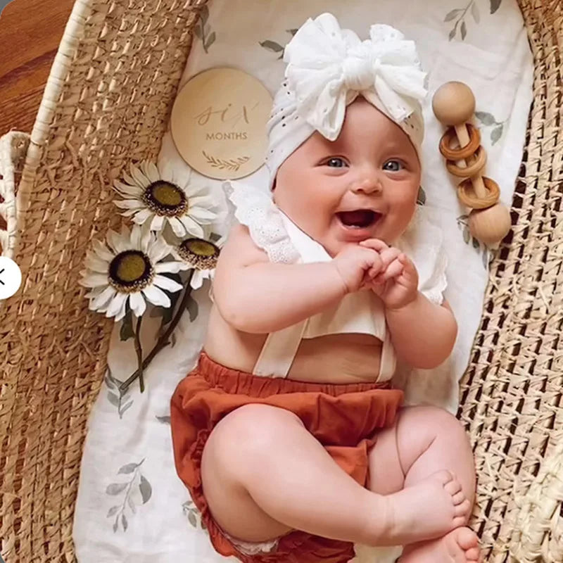 Summer Hollow Baby Turban Cap Big Bow Infant Indian Hat Thin Cotton Newborn Elastic Headscarf Solid Color Kids Hair Accessories