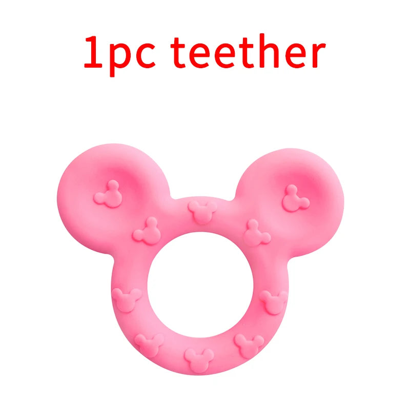 Lcmombay Cartoon Mouse Shape silicone Teether Animal Baby Pacifer Clips DIY Baby Teething Necklace Toy Food Grade Silicone beads