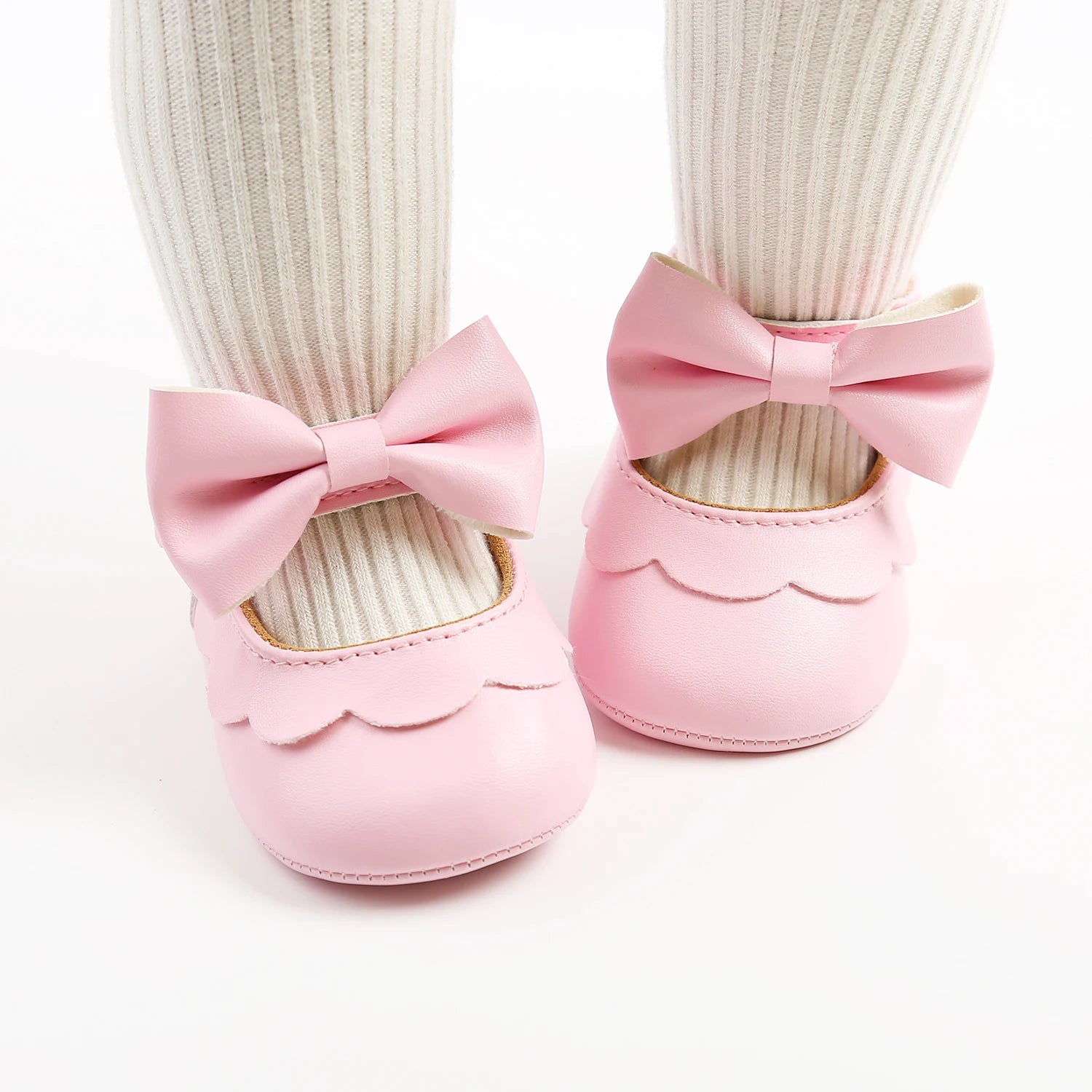 Baby Casual Shoes Infant Toddler Bowknot Non-slip Rubber Soft-Sole Flat PU First Walker Newborn Bow Decor Mary Janes