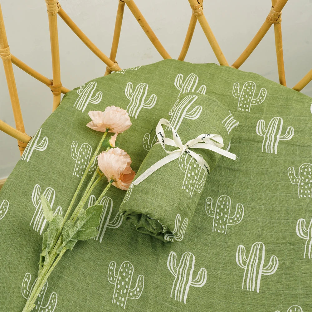 Elinfant 120x110cm Bamboo Cotton Baby Muslin Swaddle Blanket Cute Soft Print Baby Towel Wrap