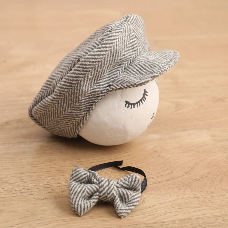 Crochet Baby Toddler Hat And Tie Handmade Newborn Photography Props Baby Cap Beanie Infant  Bow Tie Set Baby Photo Shoot Outfits