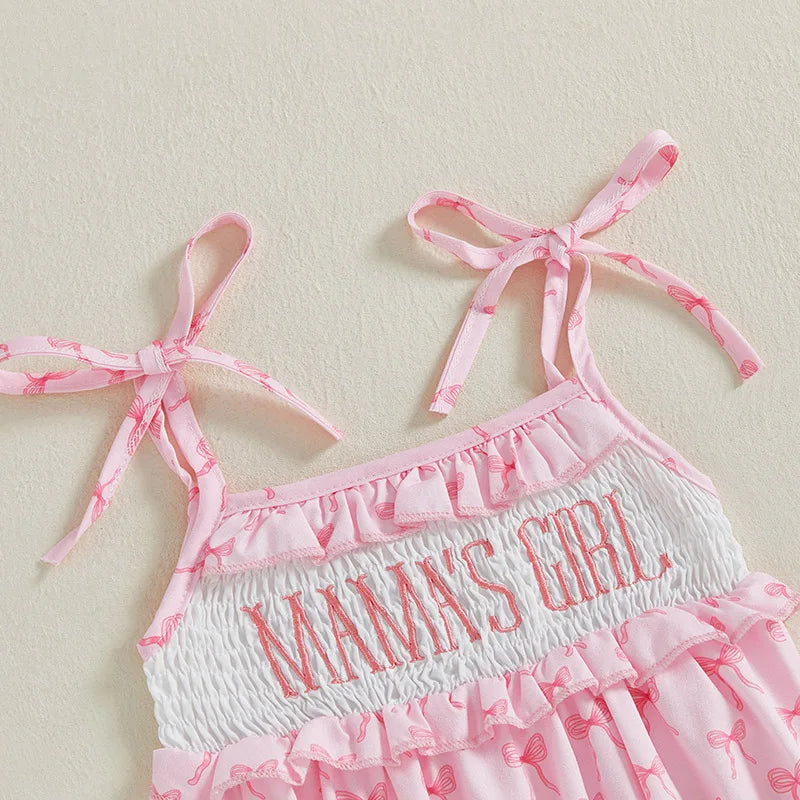 Summer Newborn Baby Rompers Infant Bow Print Letter Embroidery Sweet Girls Sleeveless Jumpsuits Baby Fashion Clothes 0-18M