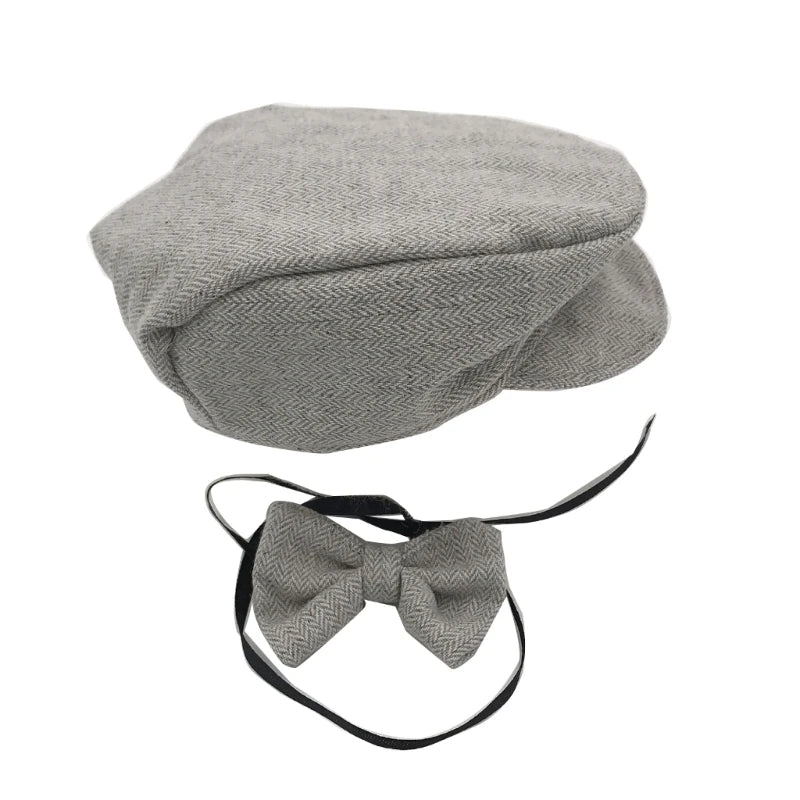 Crochet Baby Toddler Hat And Tie Handmade Newborn Photography Props Baby Cap Beanie Infant  Bow Tie Set Baby Photo Shoot Outfits