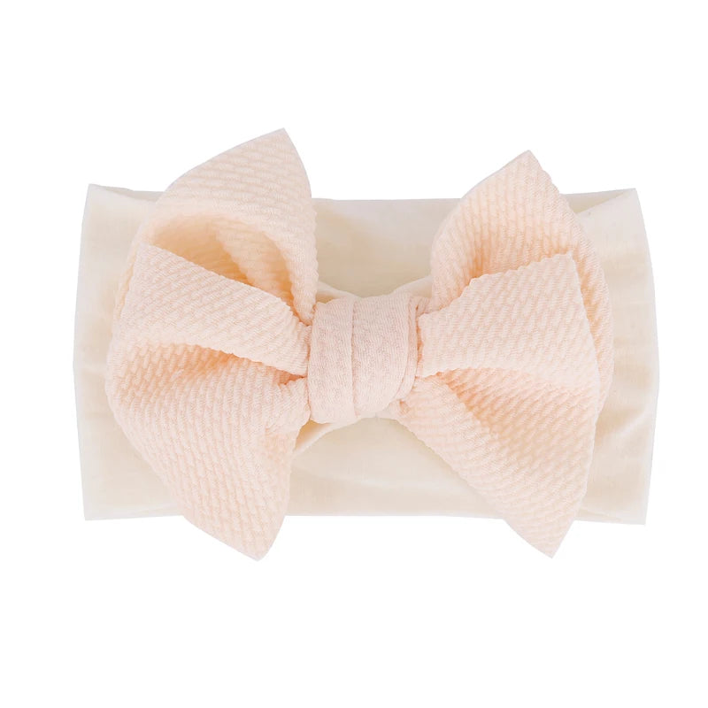 New Baby Accessories Infant Baby Girl Cute Bow Headband Newborn Solid Headwear Headdress Nylon Elastic Hair Band Gifts Props