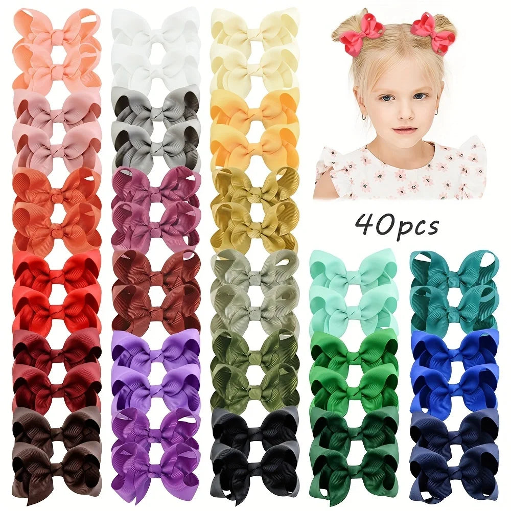 BABY BOWS 20/30/40Pcs 3inch Grosgrain Ribbon Hair Bow Clips for Baby Girls Hair Accessories Bowknot Hairpin Toddler Headgripes