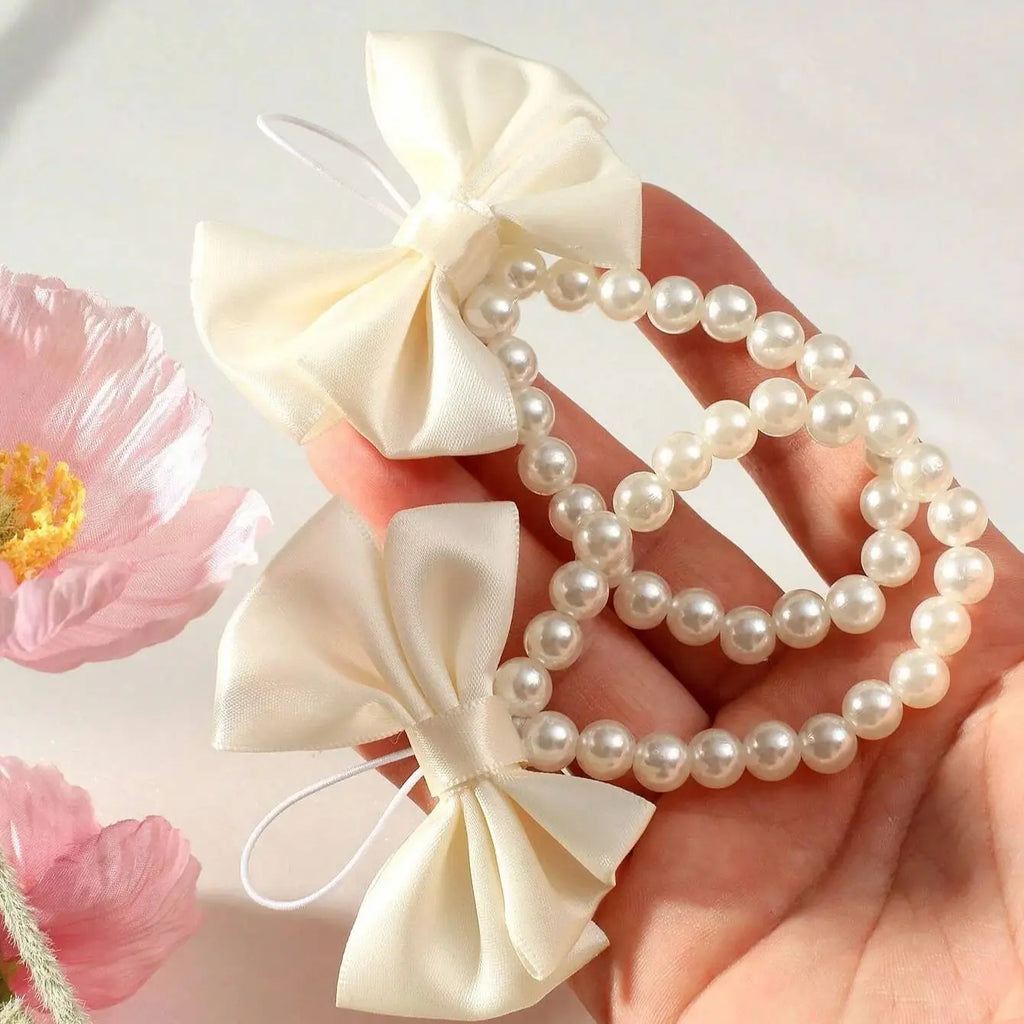Newborn Photo Prop Accessories Infant Photography Handmade Pearl Bow Anklet Foot Baby Shower Family Decoration Gifts For Girls