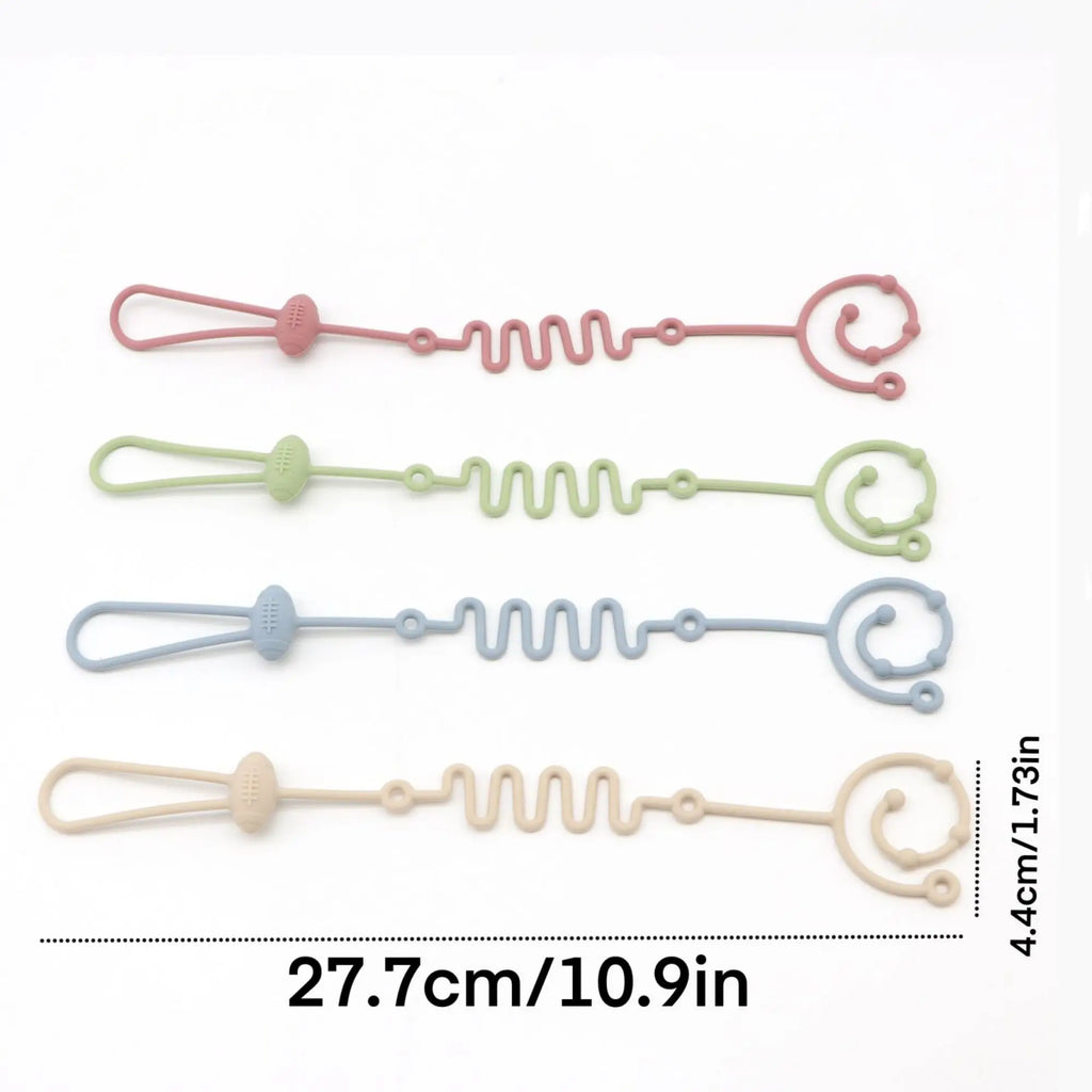4-Piece Silicone Pacifier Clip, Teething Pacifier Holder Clip, Baby Pacifier Strap/Chain, Suitable for Toy Teething Devices