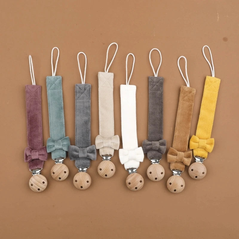 Baby Bowknot Pacifier Clip Chain Nipple Holder Leash Infant Shower Gift