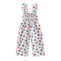 Cute Baby Girls Floral Print Ruffle Sleeve Romper Jumpsuit Toddler Summer Overall Suspender Pants Bowknot Outfit