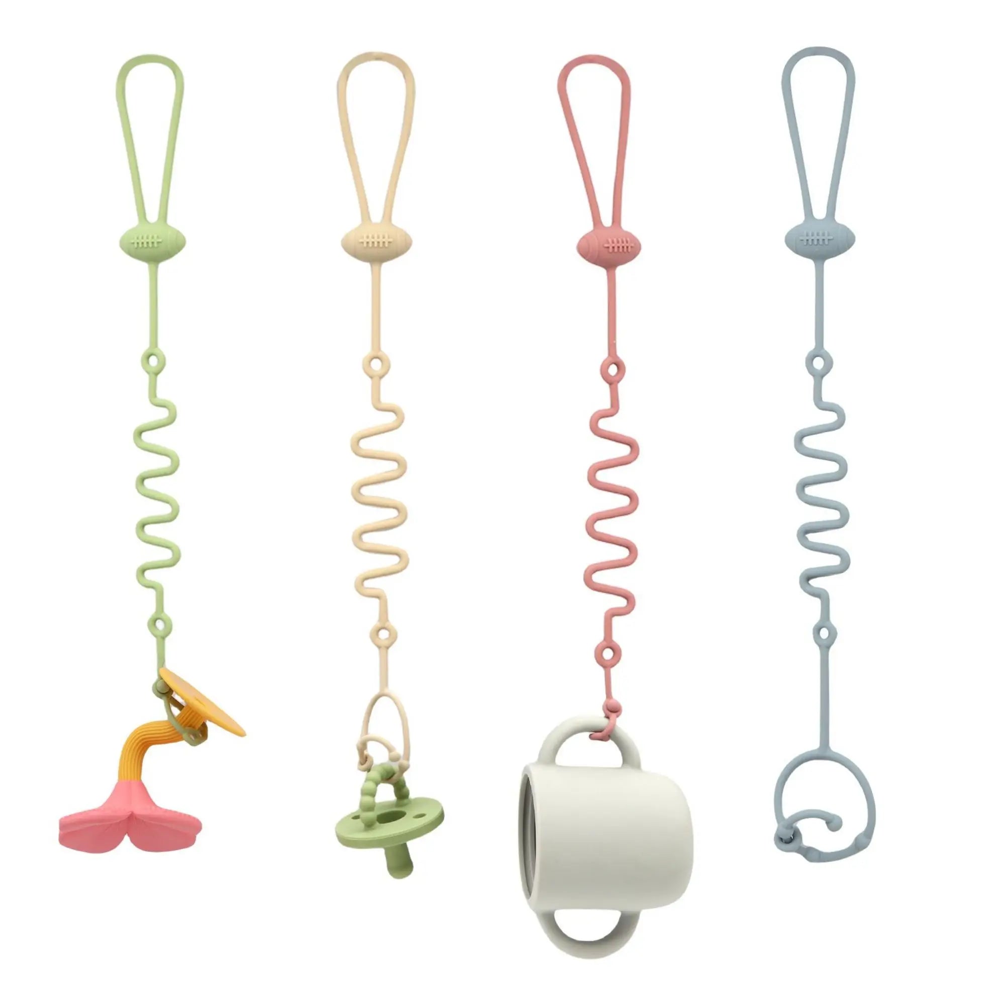 4-Piece Silicone Pacifier Clip, Teething Pacifier Holder Clip, Baby Pacifier Strap/Chain, Suitable for Toy Teething Devices