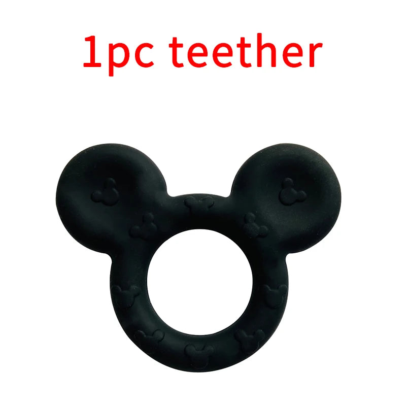 Lcmombay Cartoon Mouse Shape silicone Teether Animal Baby Pacifer Clips DIY Baby Teething Necklace Toy Food Grade Silicone beads