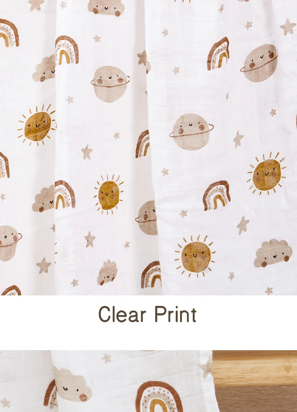 Elinfant 120x110cm Bamboo Cotton Baby Muslin Swaddle Blanket Cute Soft Print Baby Towel Wrap