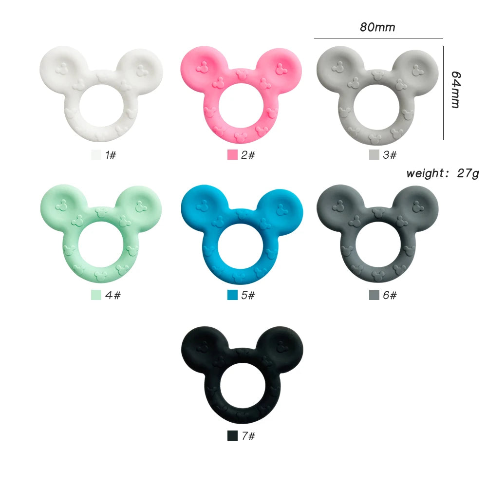 Lcmombay Cartoon Mouse Shape silicone Teether Animal Baby Pacifer Clips DIY Baby Teething Necklace Toy Food Grade Silicone beads