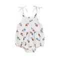Adorable Baby Girl 4th of July Romper with Watermelon Print and Ruffle Sleeves for Infant Toddler Summer Outfit Cute Clothes