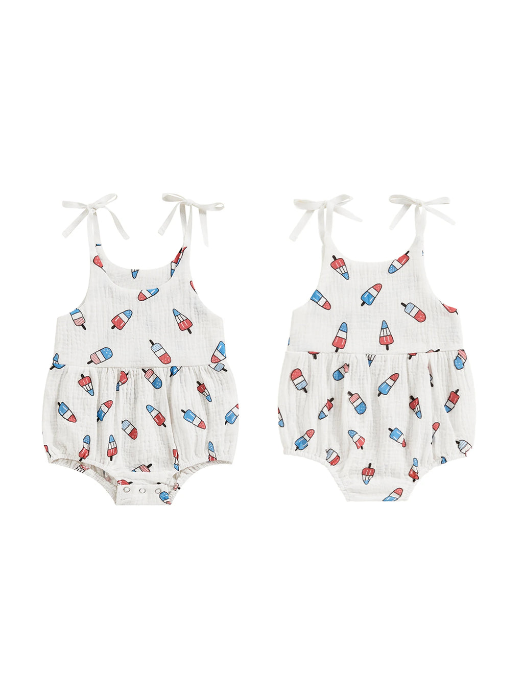 Adorable Baby Girl 4th of July Romper with Watermelon Print and Ruffle Sleeves for Infant Toddler Summer Outfit Cute Clothes